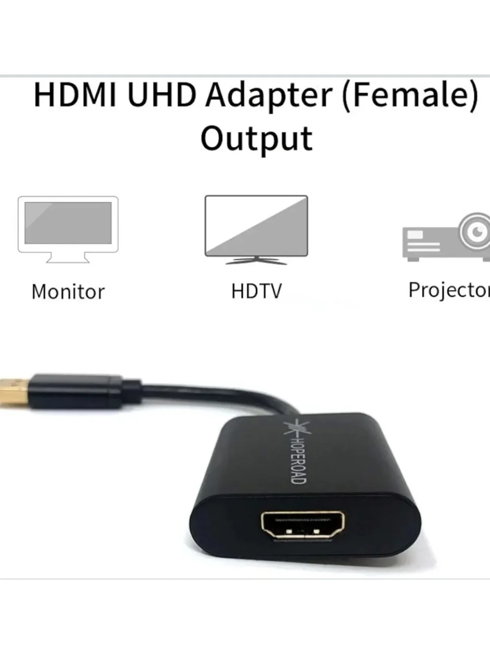 Black DisplayPort to HDMI 4K HDMI Adapter (HopeRoad)